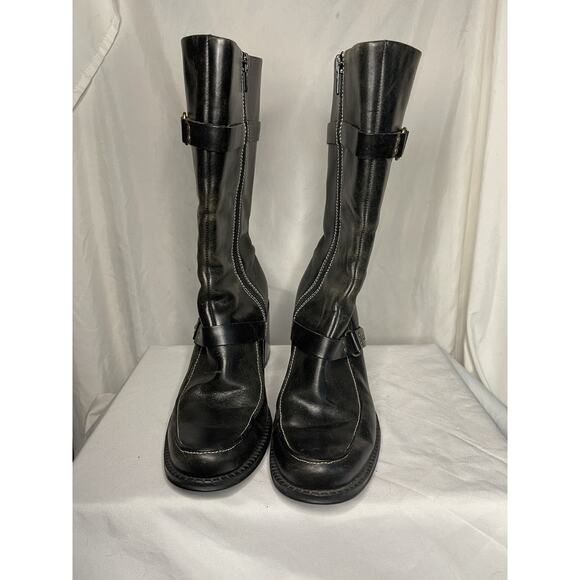 Indigo By Clark’s Leather Boots Women’s Size 6.5 Black Buckle Side Zip Heel Soft - Picture 5 of 16